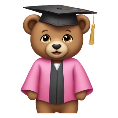 Teddy bear in pink graduation outfit  sticker