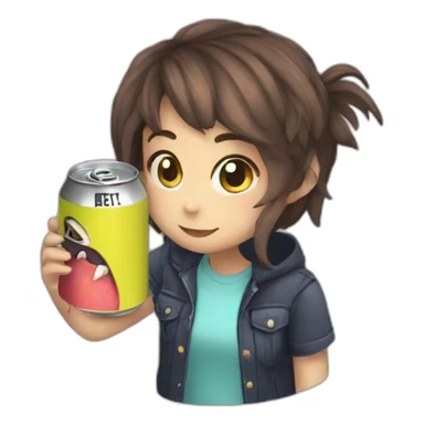 a femboy drinking a can of monster sticker