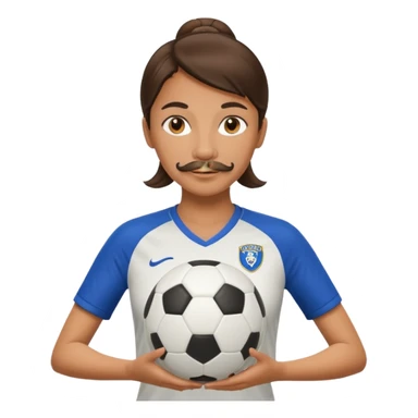 woman soccer player with mustache holding soccer ball sticker