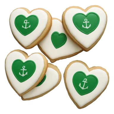 cookie heart with dark green anchor sticker