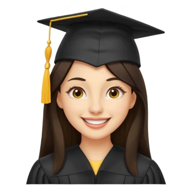 带着学士帽的，深棕色长发，黄种偏白皮肤的，高鼻梁，不戴眼镜的女博士生，在wink，年龄26岁 sticker