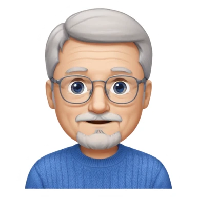 Create me an emoji of an old man. Gray short size hair. Gray beard. Squarer Glasses. Blue eyes. Little smile sticker