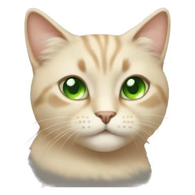 Beige cat with green eyes fluffy sticker
