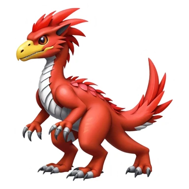 Furry feather-mane Cool Edgy shiny Digimon-Fakemon-Guilmon-Velociraptor full body   sticker