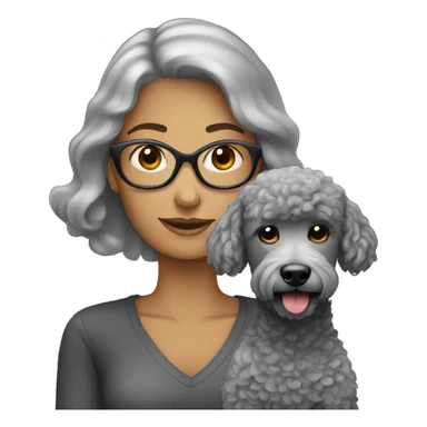 Woman with grey poodle sticker