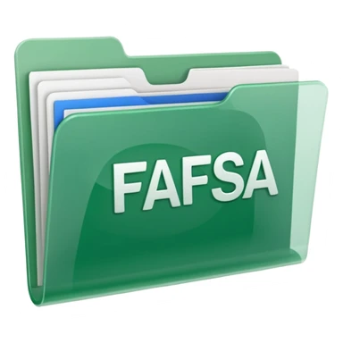 FAFSA green letters, plastic transparent white translucent folder sticker