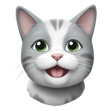 cutesy grey and white cat sticker
