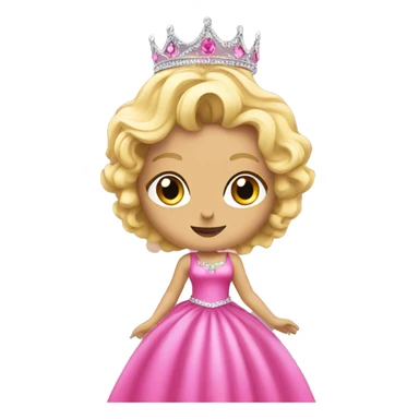 blonde disco queen in pink dress with a tiara sticker