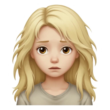 blonde girl, with long messy hair, and sad look sticker
