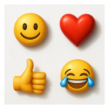 make four emojis on white background with good amount of shadow  sticker