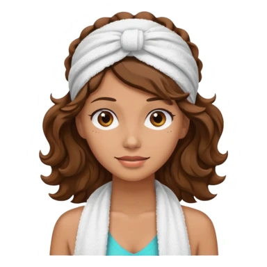 rosto de uma mulher com uma faixa de toalha no cabelo castanho sticker