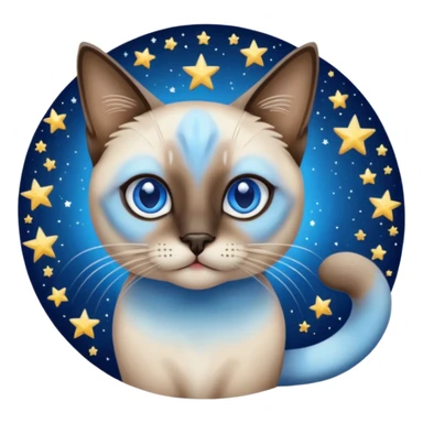 Siamese cat and starry night van gogh sticker