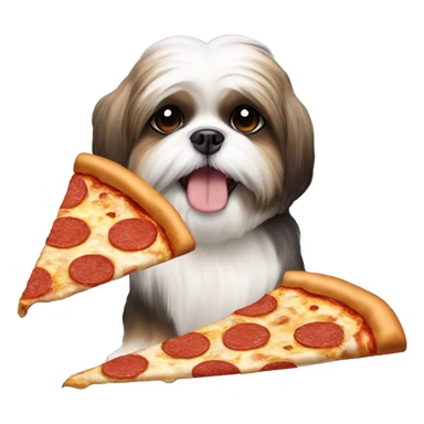 A shihtzu eating pizza sticker
