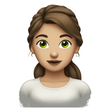 Girl with brown hair, green eyes , and a septum piercing sticker