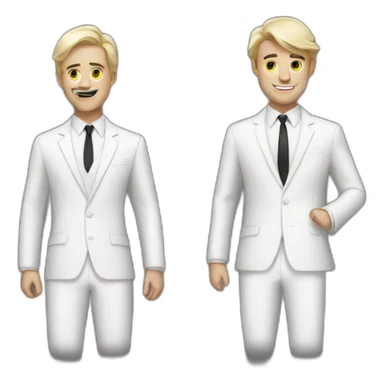Two guys in a white paint suit sticker