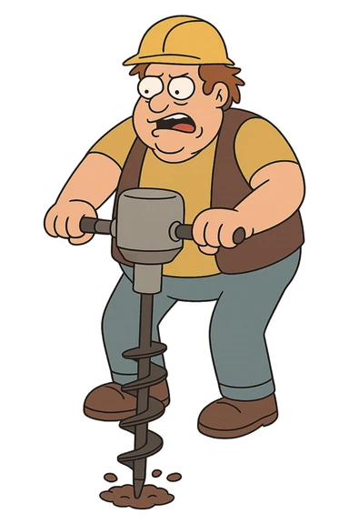 hollow stem auger drilling, transparent background sticker