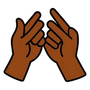 Change the hand colors to a dark skin tone, keep the pinky promise gesture, no background. sticker