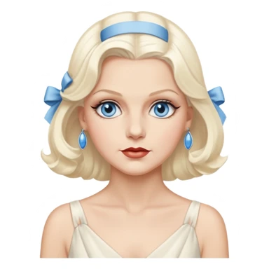 Jean Harlow with blue eyes, platinum blonde hair, ivory outfit sticker