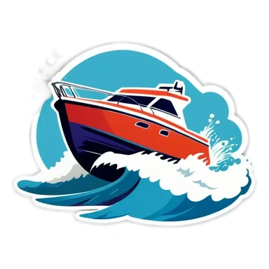 recreational boat in waves sticker