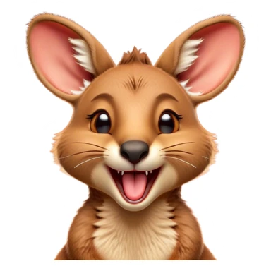 Cinematic Cute Yawning Kangaroo Portrait Emoji, Head tilted slightly with a dramatic, wide-open yawn, showcasing a soft, downy red-orange fur with gently drooping ears and round amber eyes barely open in drowsy contentment, Simplified yet irresistibly adorable features, highly detailed, glowing with a soft, cozy glow, high shine, relaxed yet expressive, stylized with a touch of outback charm, bright and endearing, soft glowing outline, capturing the essence of a sleepy yet affectionate kangaroo, so drowsy it feels like it could stretch out of the screen and curl up for a nap! sticker