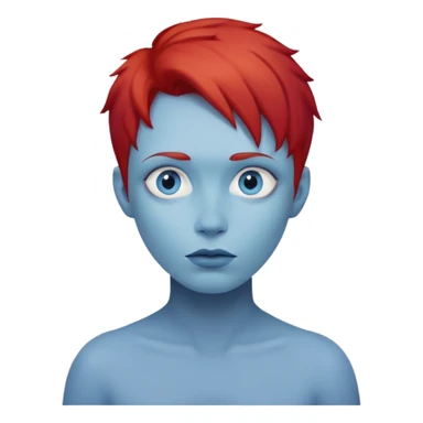 blue skinned person with red hair sticker