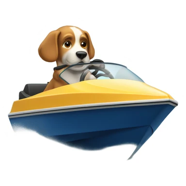 Dog driving speedboat sticker