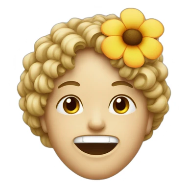 face with a flower in mouth sticker