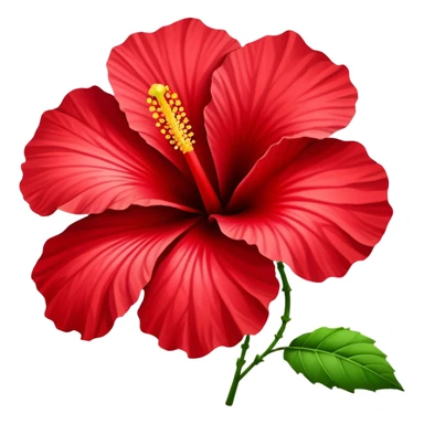 Vibrant red cotton rose hibiscus flower with large petals and prominent stamen sticker