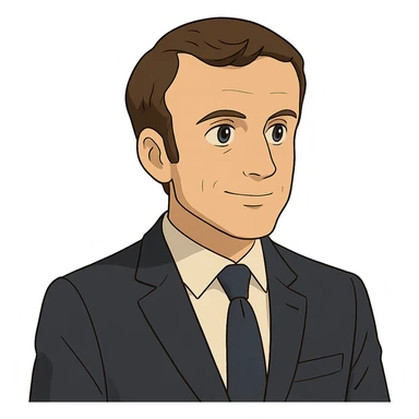 ghibli style illustration of Emmanuel Macron sticker