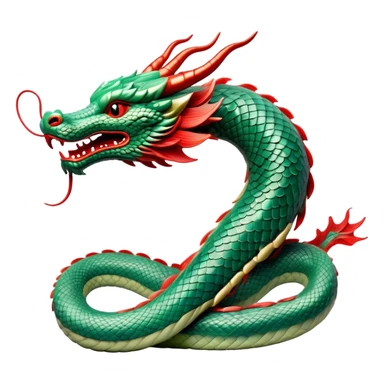 Cinematic Noble Chinese Serpent Dragon Portrait Emoji, Poised and majestic, with a sinuous, serpentine body adorned in intricately detailed scales of shimmering jade and soft vermilion, accented by delicate cloud motifs and subtle water ripple patterns; rendered with lifelike texture and gentle natural highlights, high shine, wise and enigmatic, styled with an aura of ancient dynastic grace, focused and regal, soft glowing outline, capturing the essence of a revered celestial dragon that appears ready to glide gracefully through the mists of time! sticker