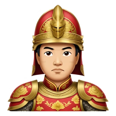 Trần Hưng Đạo – Cinematic Realistic Portrait of Trần Hưng Đạo, depicted as a revered Vietnamese general in traditional armor with a determined gaze, rendered with intricate historical textures and dynamic lighting that highlights his legendary martial spirit and leadership. sticker
