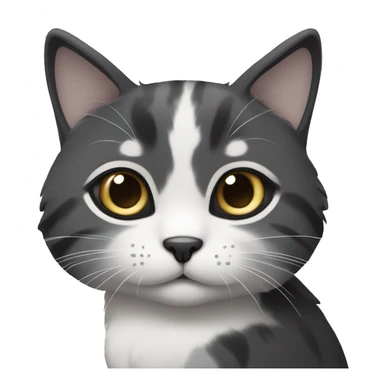 Black, Grey and White small cat whit cute eyes  sticker