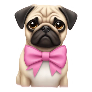 Pug with pink bow sticker