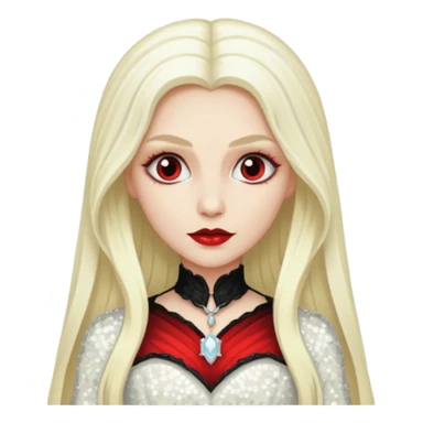 Bride of Dracula with long platinum blonde hair, ivory sequin outfit sticker