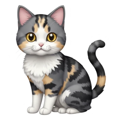 full body small short hair dark grey and white cat sticker