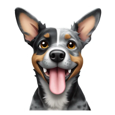 Australian black and grey cattle dog with its tongue out  sticker