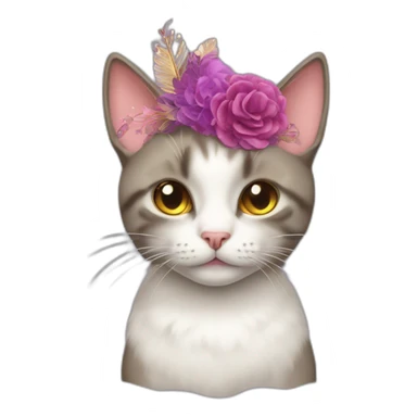 cat wearing elaborate fascinator sticker