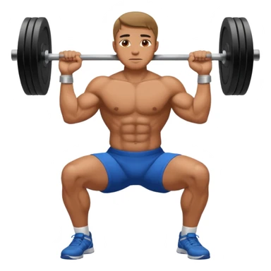 a man squats with 2 hands stick together sticker