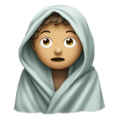 a tired student wrapped in a blanket sticker