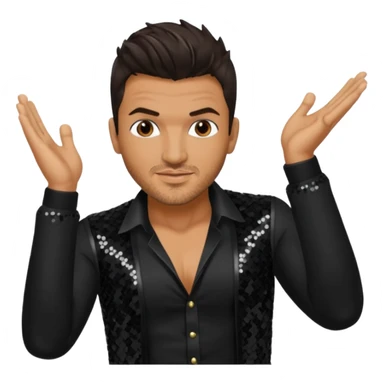 Peter Andre with dark brown hair, black sequin outfit sticker