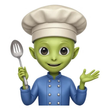 funny character with cook hat but not human also alien or robot sticker