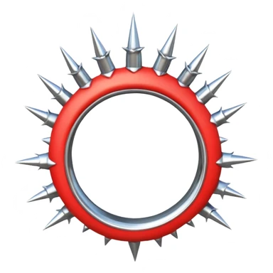 Make a chrome ring with dorns an black background  sticker