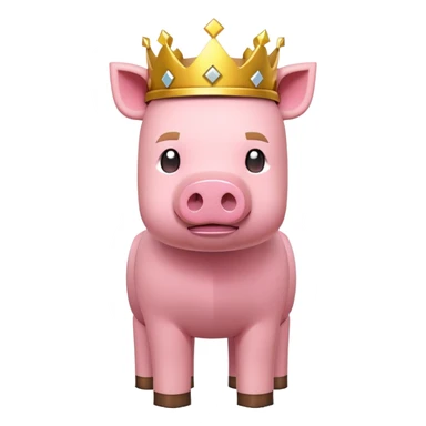 Minecraft pig full body pink blocky animal with square head wearing a crown sticker
