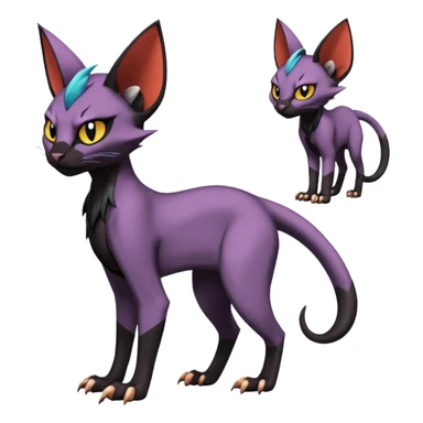 Black edgy Noivern-Noibat-Torracat-Sphynx-Lykoi-Caracal-cat-Fakemon-fusion-hybrid-creature sticker