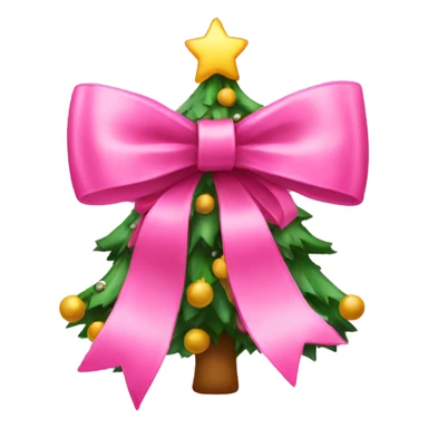 pink christmas bow christmas tree sticker