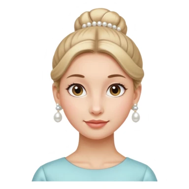 Clean Girl with a tidy bun, pearl earrings, radiant skin, fresh and simple look sticker