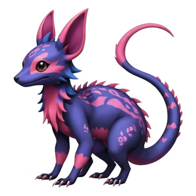 Rare epic aesthetic colorful Salandit-Noibat-Eevee-Genet-species-Fakemon-hybrid-creature, with markings, full body sticker