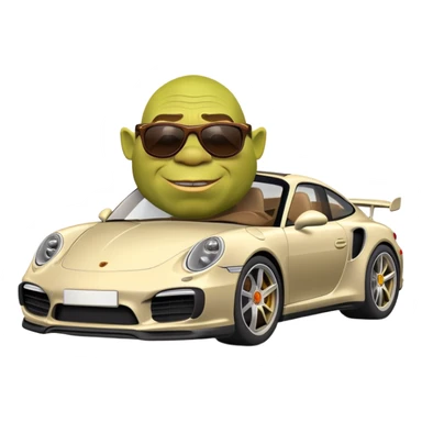 Shrek in a Porsche 911 turbo S sticker