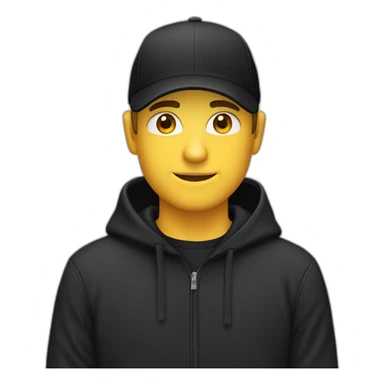 caucasian Designer wearing flat bill hat and black hoodie sticker
