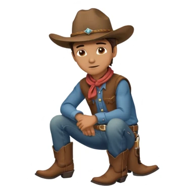 side profile of cowboy leaning on knees sticker